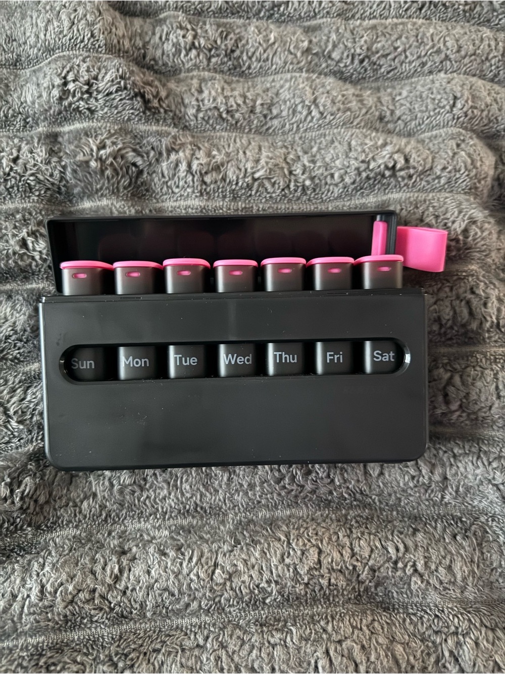 Weekly Pill Organizer Box with Pink Accents